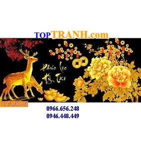 Tranh gắn đá hươu tài lộc